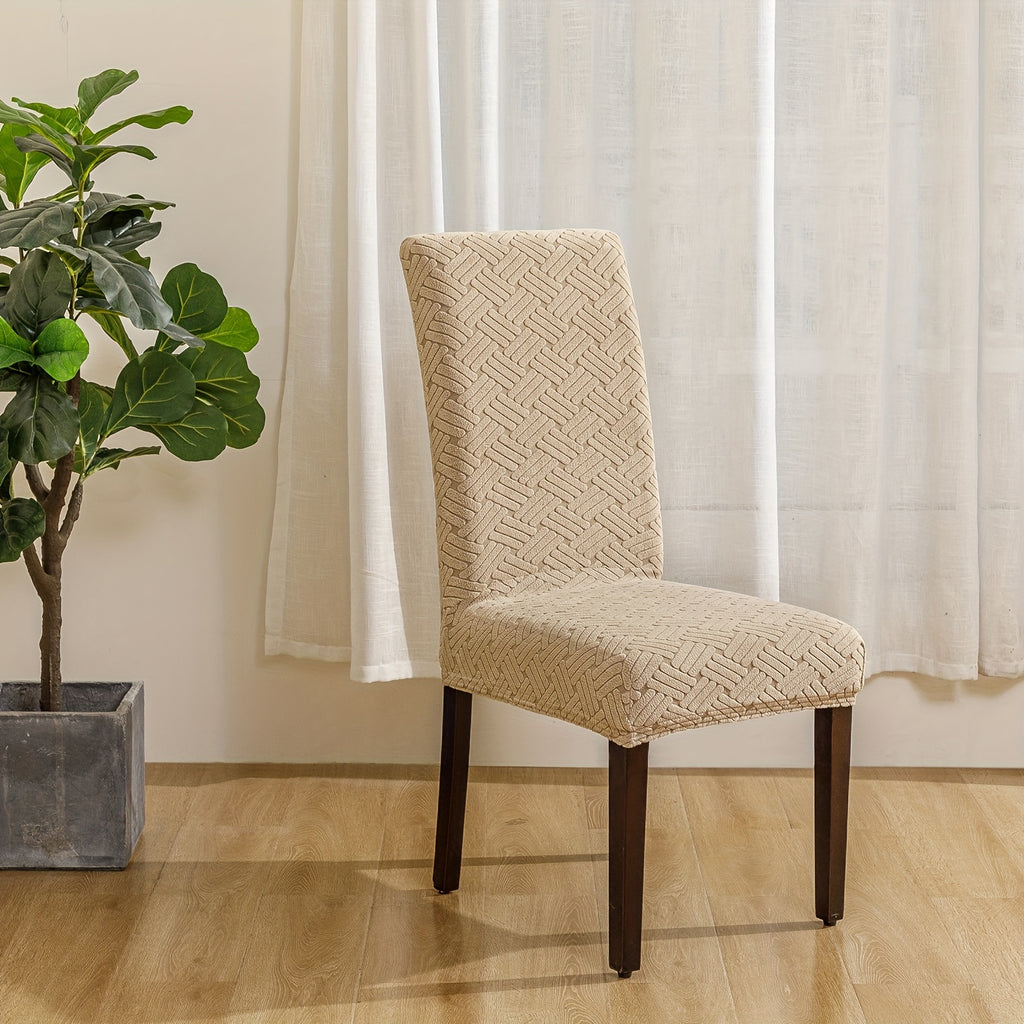 Housse de chaise au jacquard tressé, vendue par six pièces