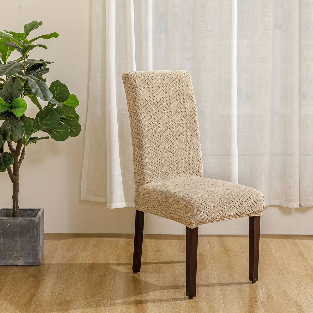 Housse de chaise au jacquard tressé, vendue par six pièces