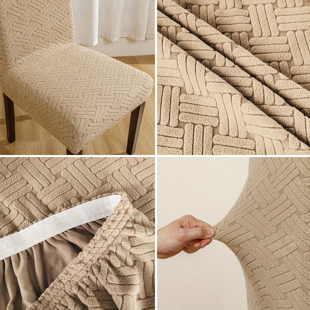 Housse de chaise au jacquard tressé, vendue par six pièces