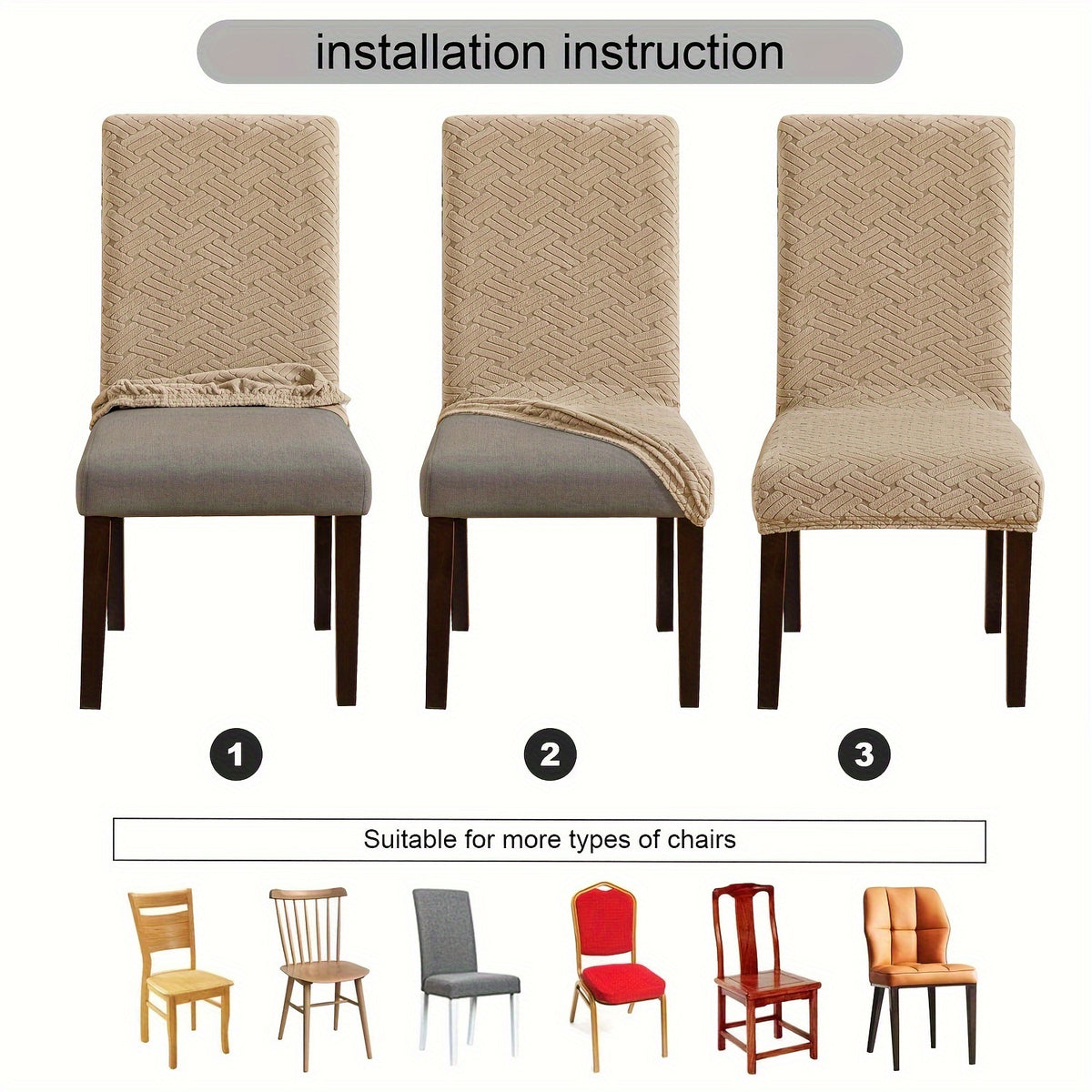 Housse de chaise au jacquard tressé, vendue par six pièces