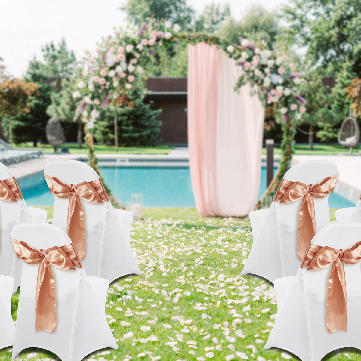 Housse de chaise pliante blanche extensible, lot de 50 pièces