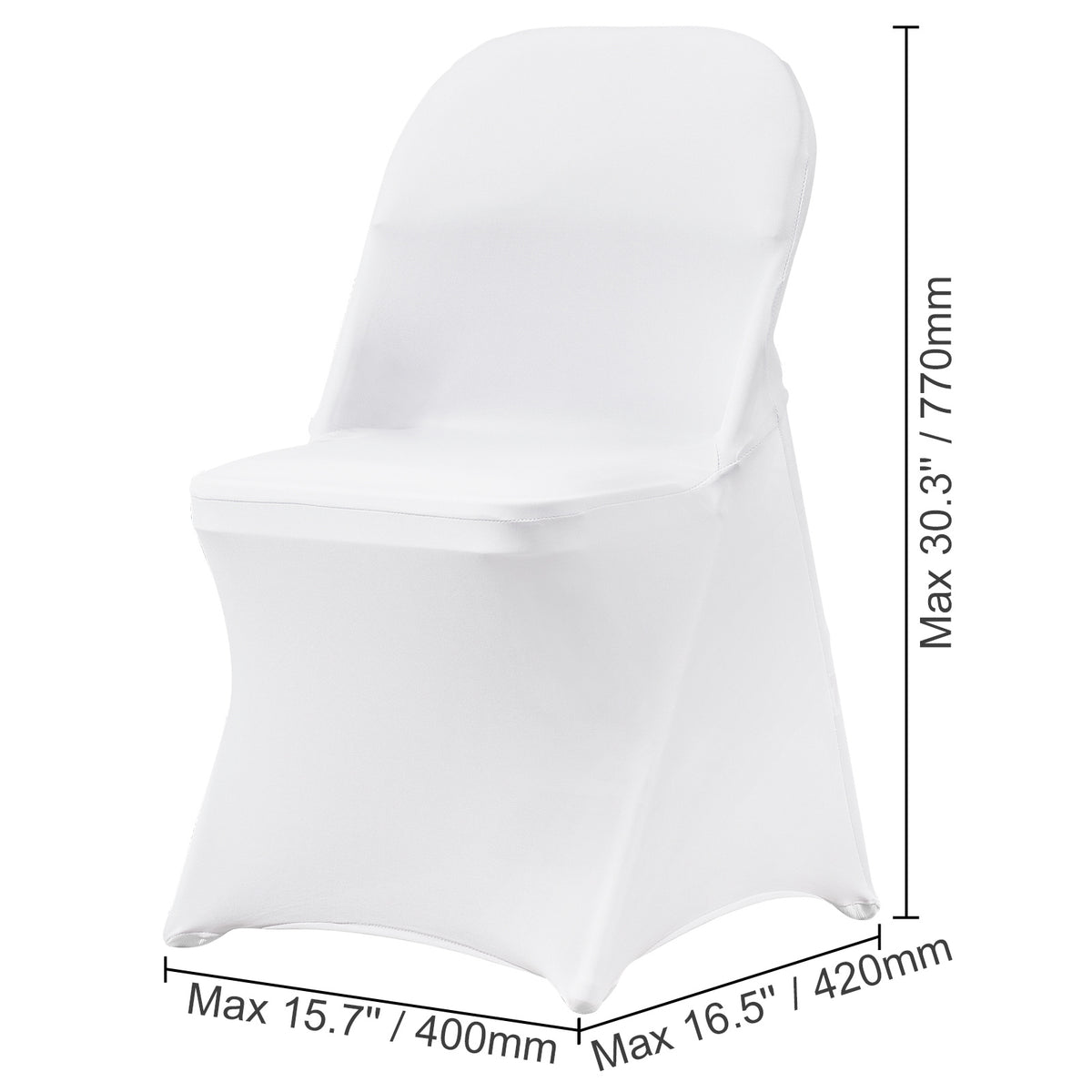 Housse de chaise pliante blanche extensible, lot de 50 pièces