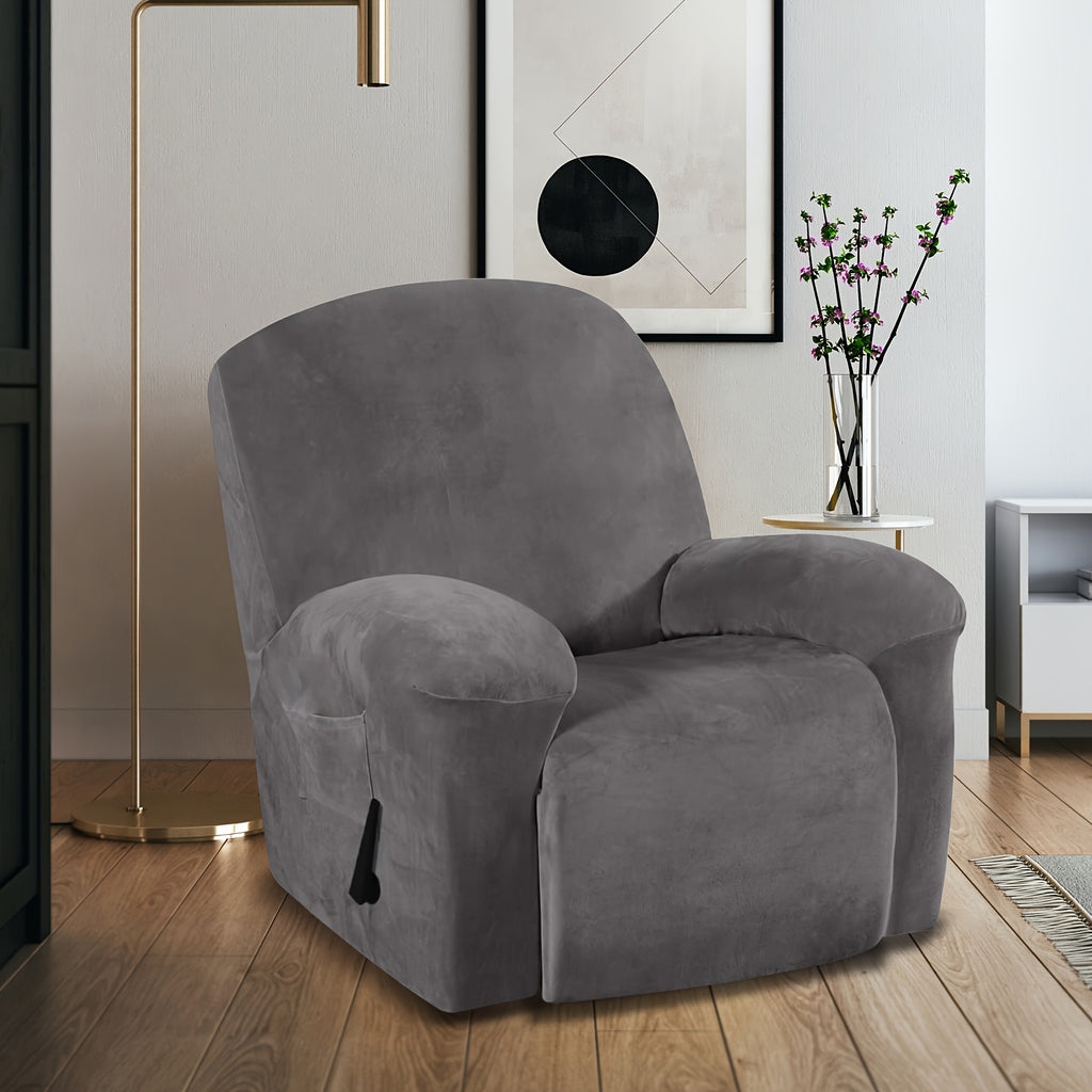 Housse de chaise relax inclinable en velours, poche latérale — vue 13