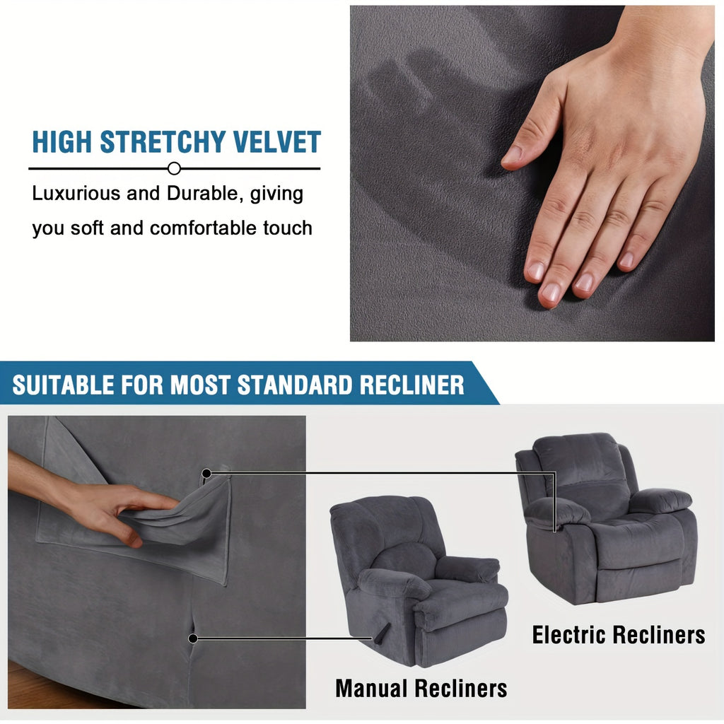 Housse de chaise relax inclinable en velours, poche latérale — vue 14
