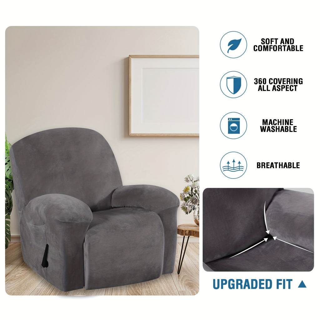 Housse de chaise relax inclinable en velours, poche latérale — vue 15