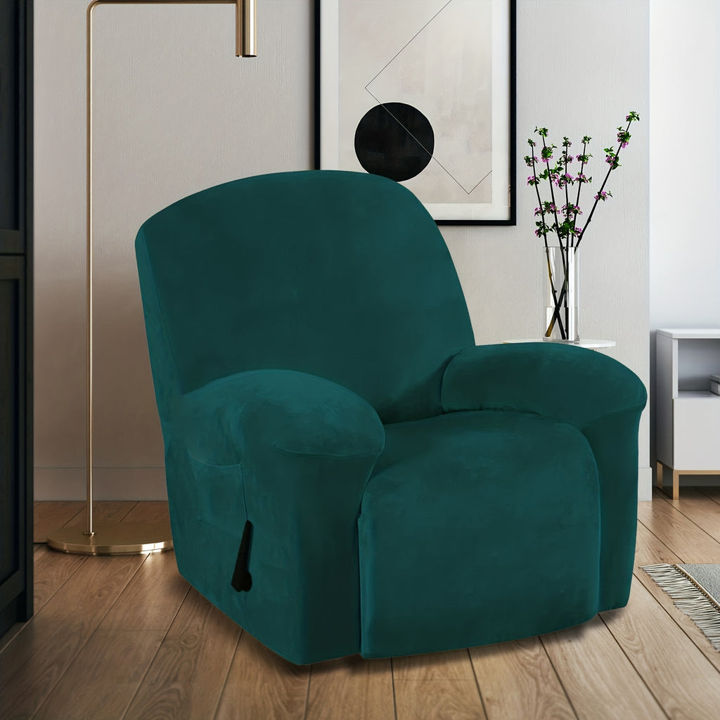 Housse de chaise relax inclinable en velours, poche latérale