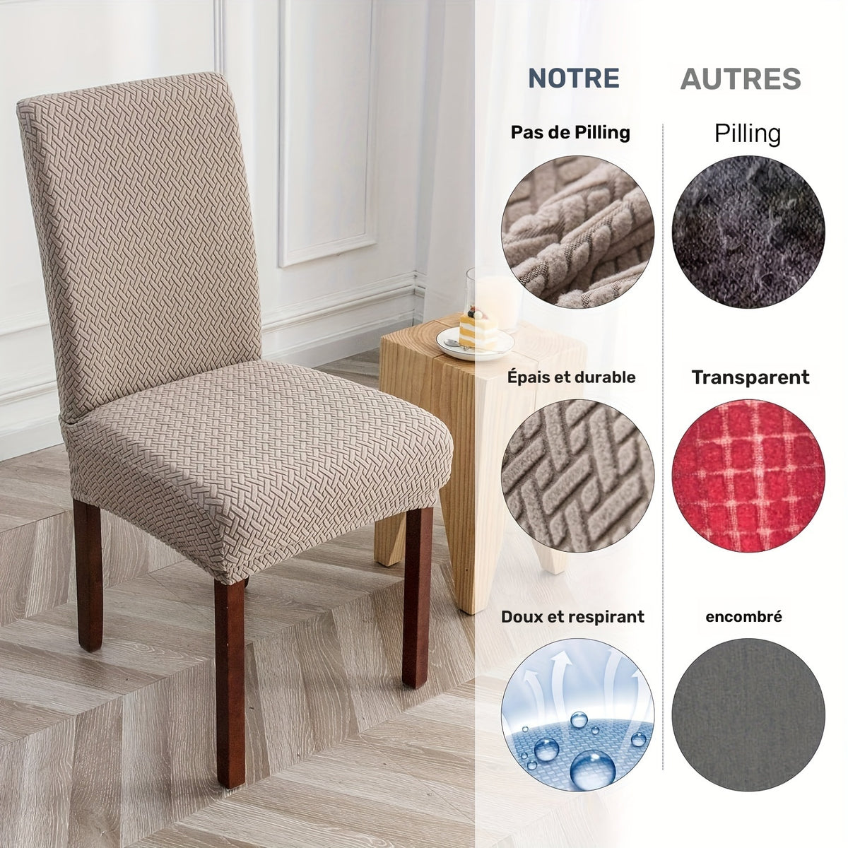 Housse de chaise de restaurant en jacquard chevron serré
