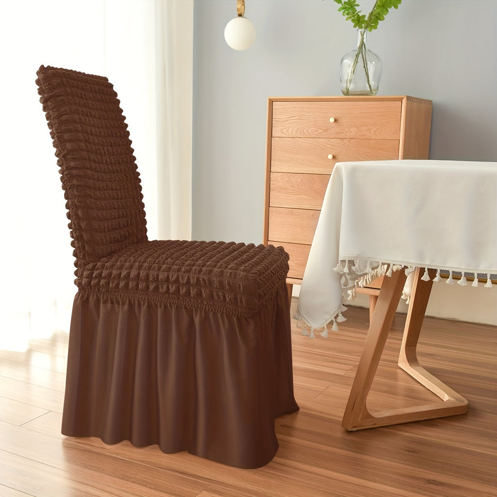 Housse de chaise à jupe froncée en seersucker, 8 teintes