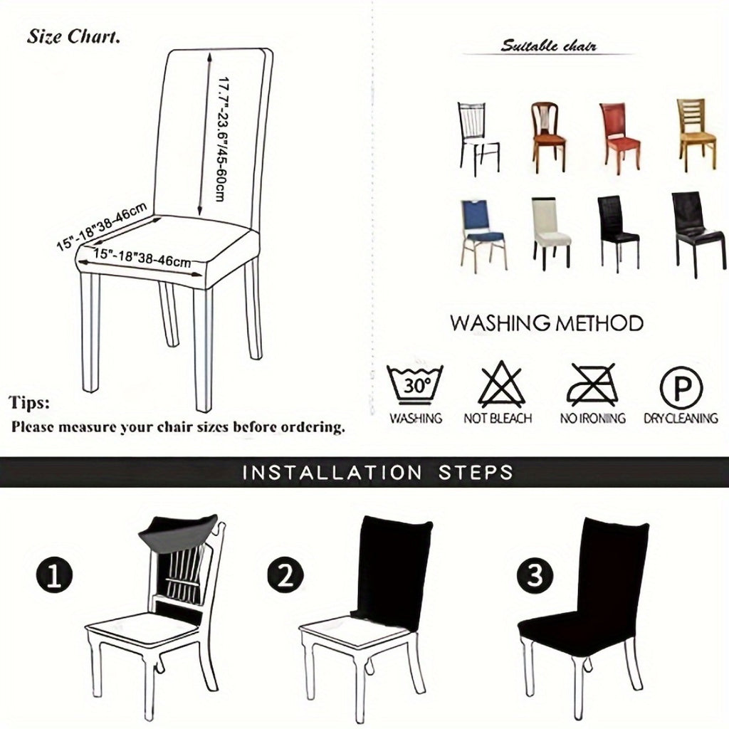 Housse de chaise en simili cuir extensible, lot de 6 pièces