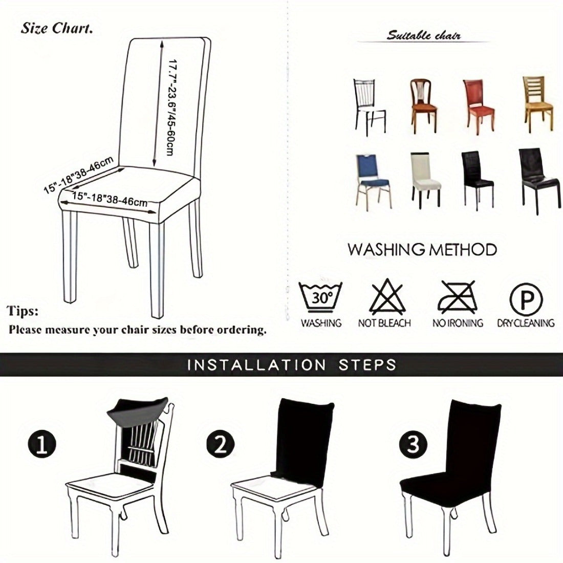 Housse de chaise en simili cuir extensible, lot de 6 pièces