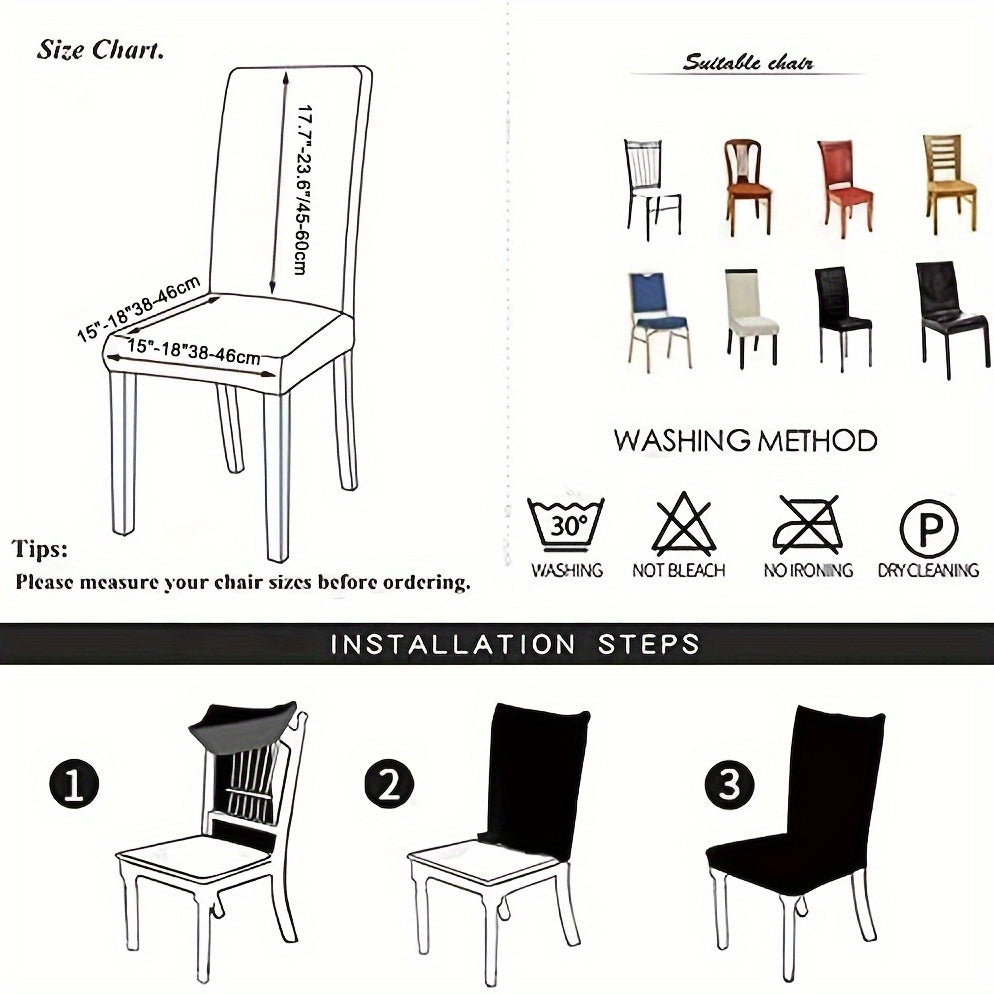 Housse de chaise en simili cuir extensible, lot de 6 pièces