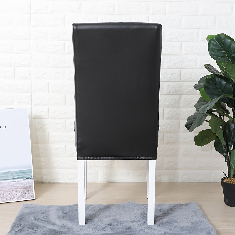 Housse de chaise en simili cuir extensible, lot de 6 pièces