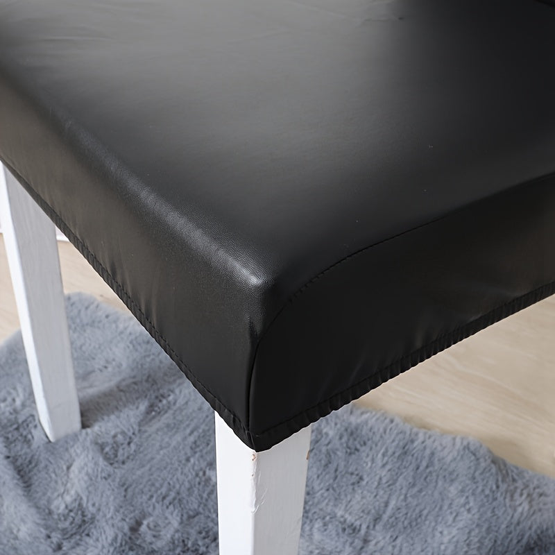 Housse de chaise en simili cuir extensible, lot de 6 pièces