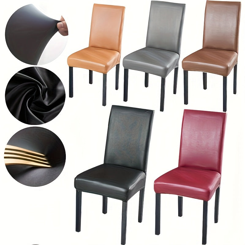 Housse de chaise en simili cuir extensible, taille unique