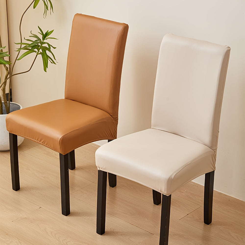 Housse de chaise en simili cuir extensible, taille unique