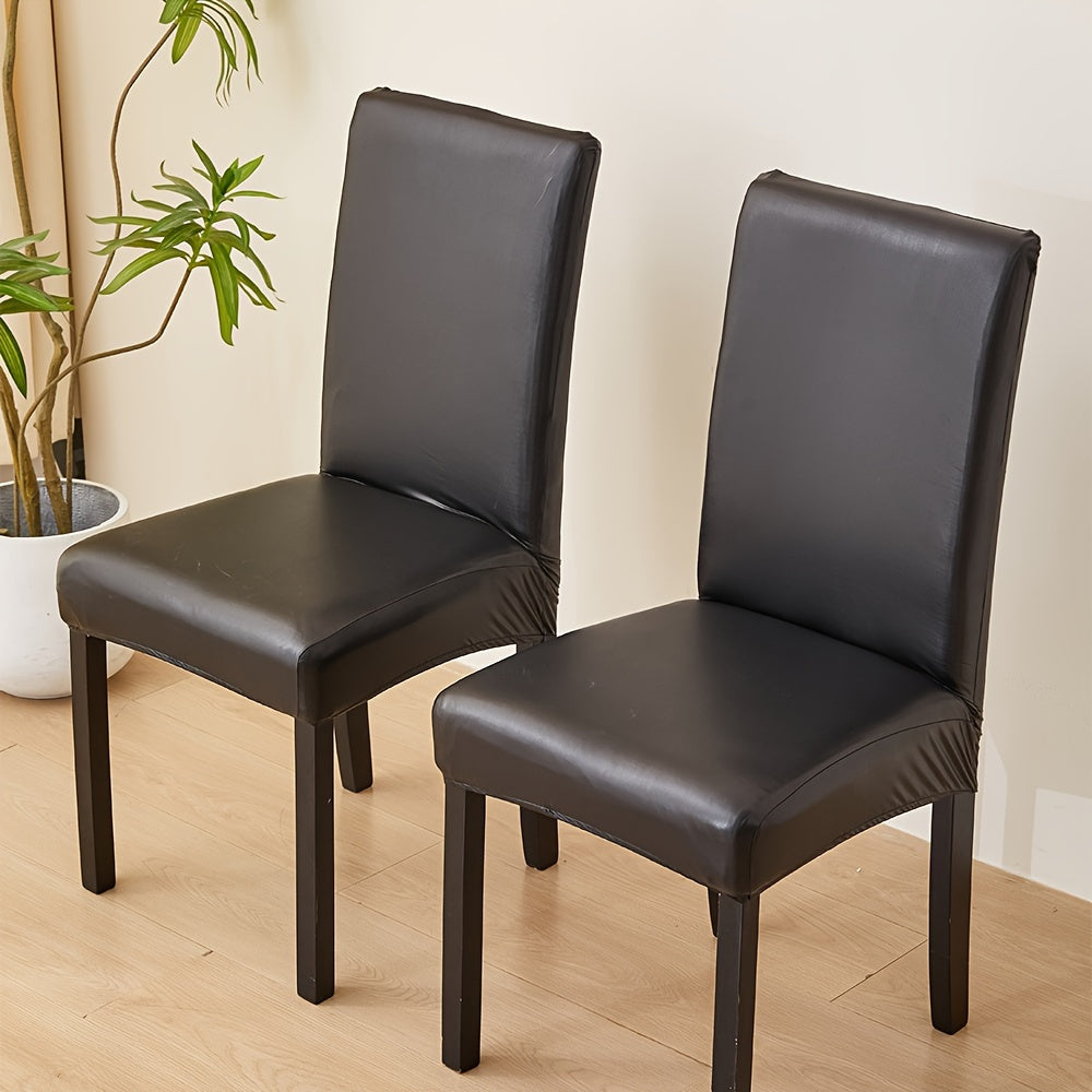 Housse de chaise en simili cuir extensible, taille unique