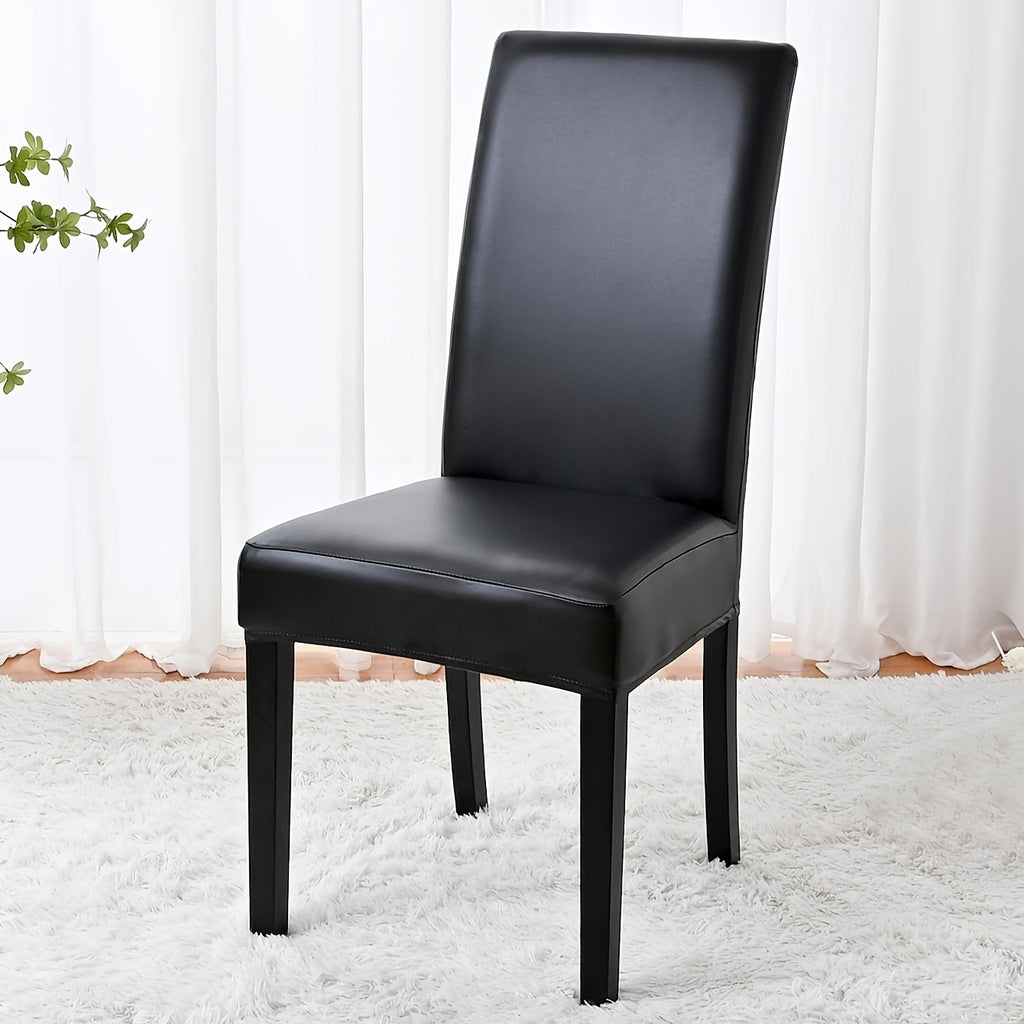 Housse de chaise simili cuir à sangle réglable, 4 teintes