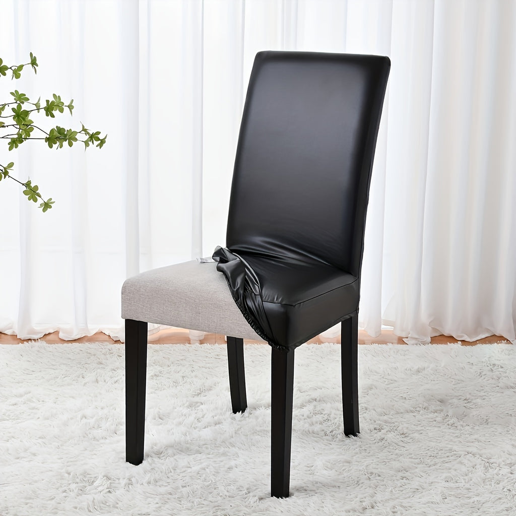 Housse de chaise simili cuir à sangle réglable, 4 teintes