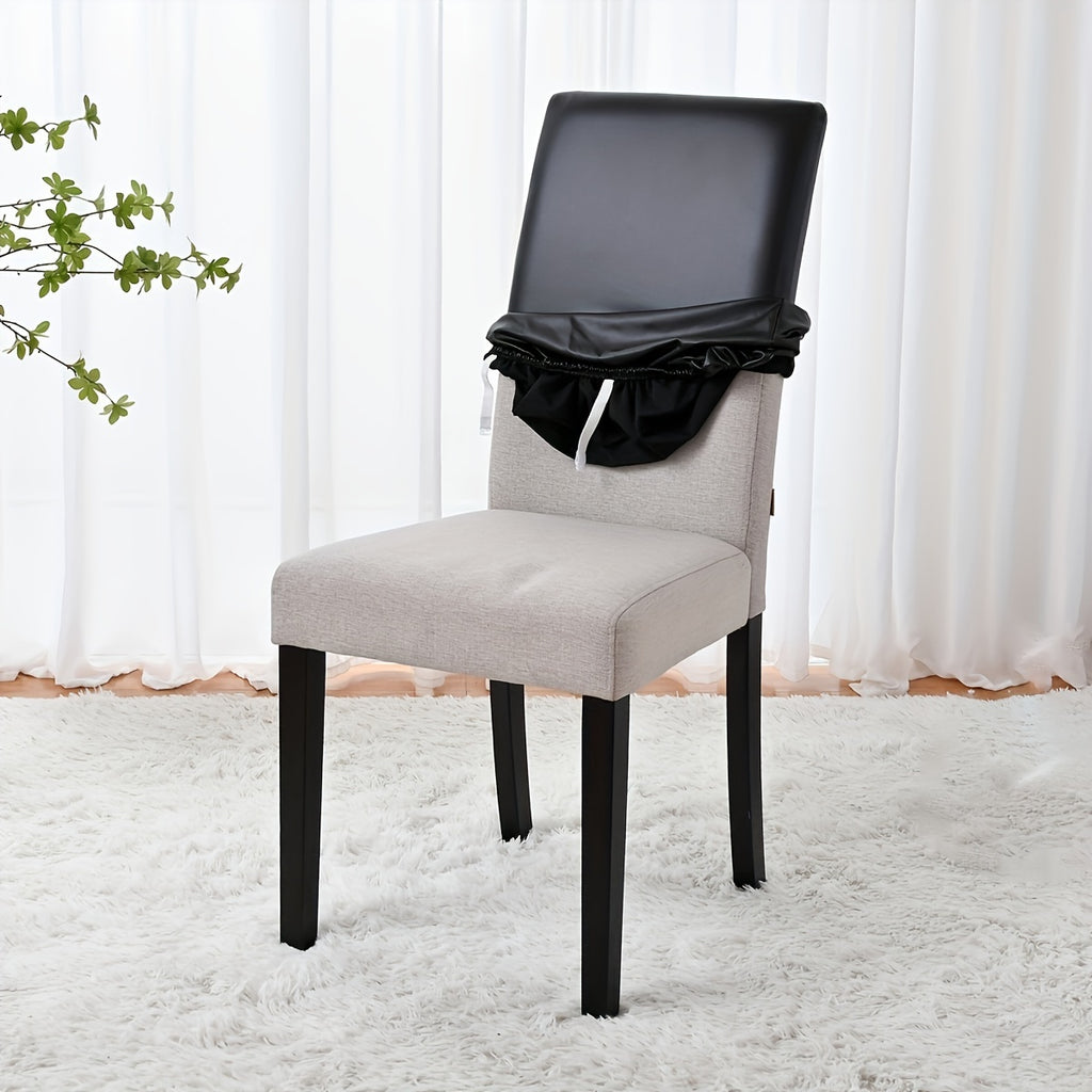 Housse de chaise simili cuir à sangle réglable, 4 teintes