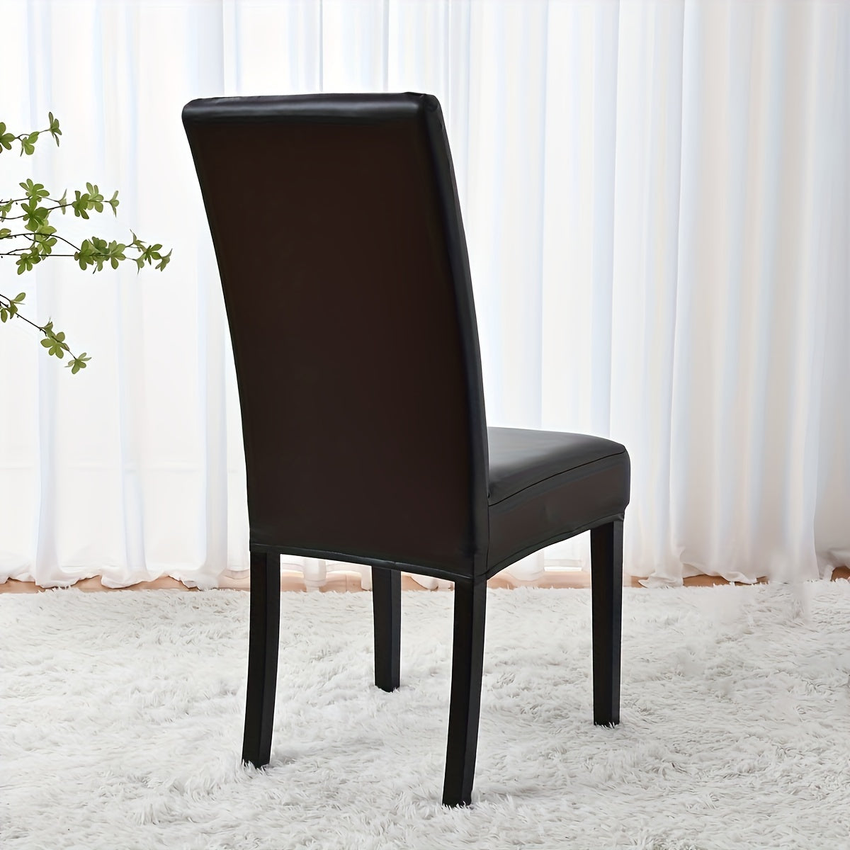 Housse de chaise simili cuir à sangle réglable, 4 teintes
