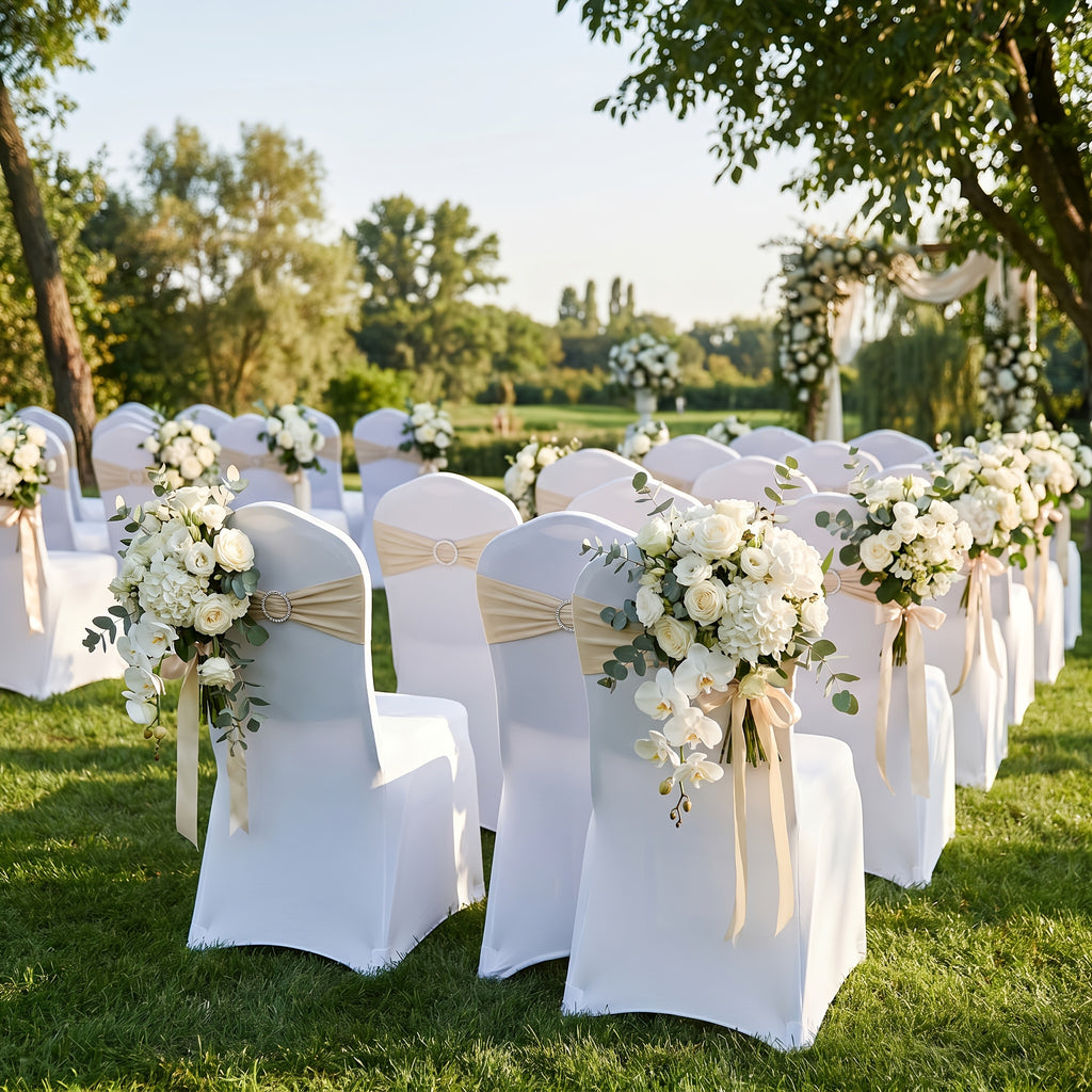 Housse de chaise universelle blanche en lycra pour mariage