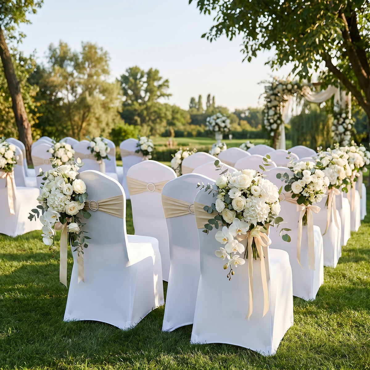 Housse de chaise universelle blanche en lycra pour mariage