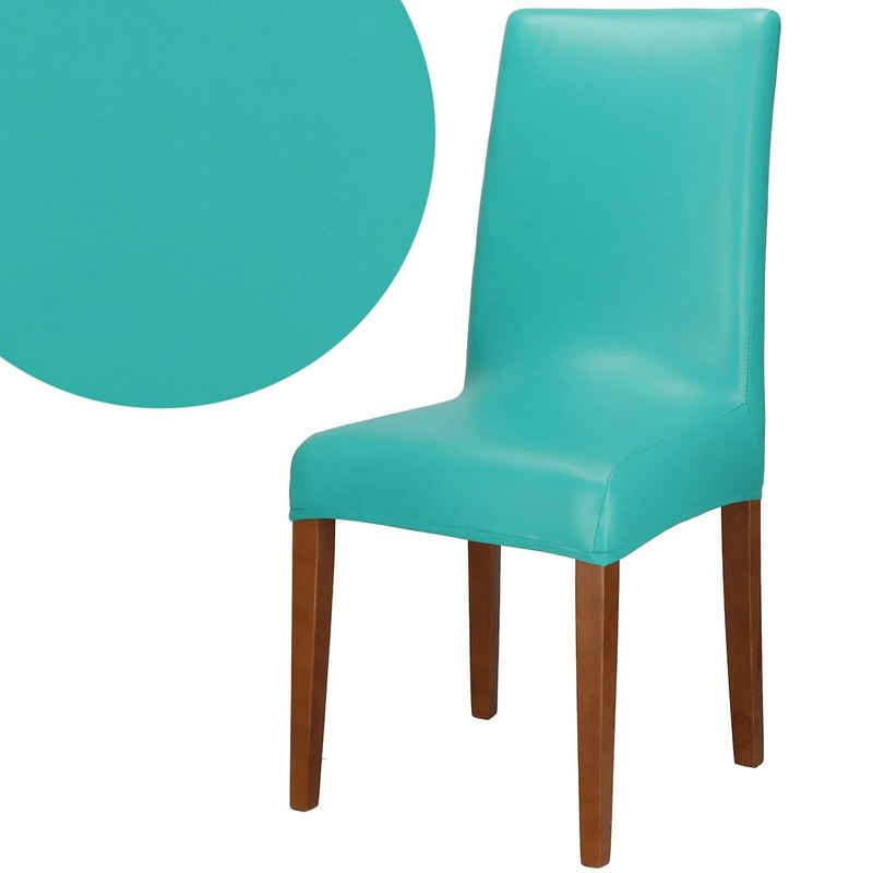 Housse de chaise universelle turquoise pour dossier droit