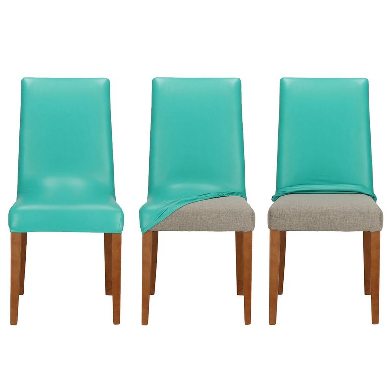 Housse de chaise universelle turquoise pour dossier droit