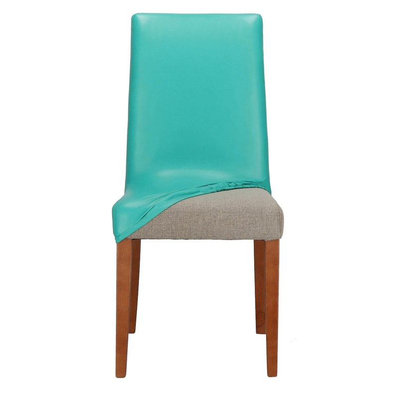 Housse de chaise universelle turquoise pour dossier droit