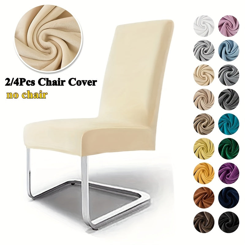 Housse de chaise en velours épais, lot de 2 ou 4, 5 coloris