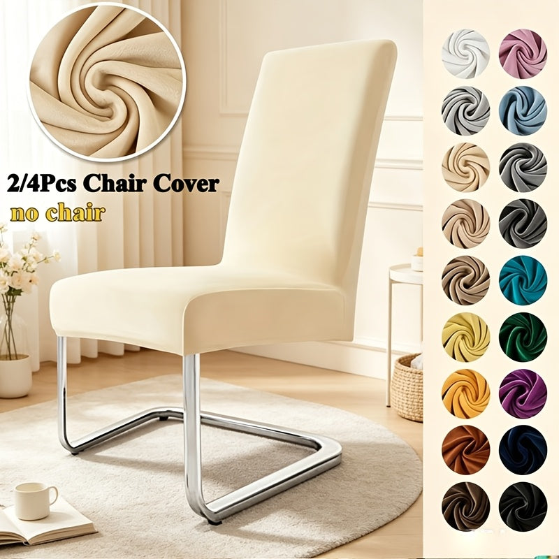 Housse de chaise en velours épais, lot de 2 ou 4, 5 coloris