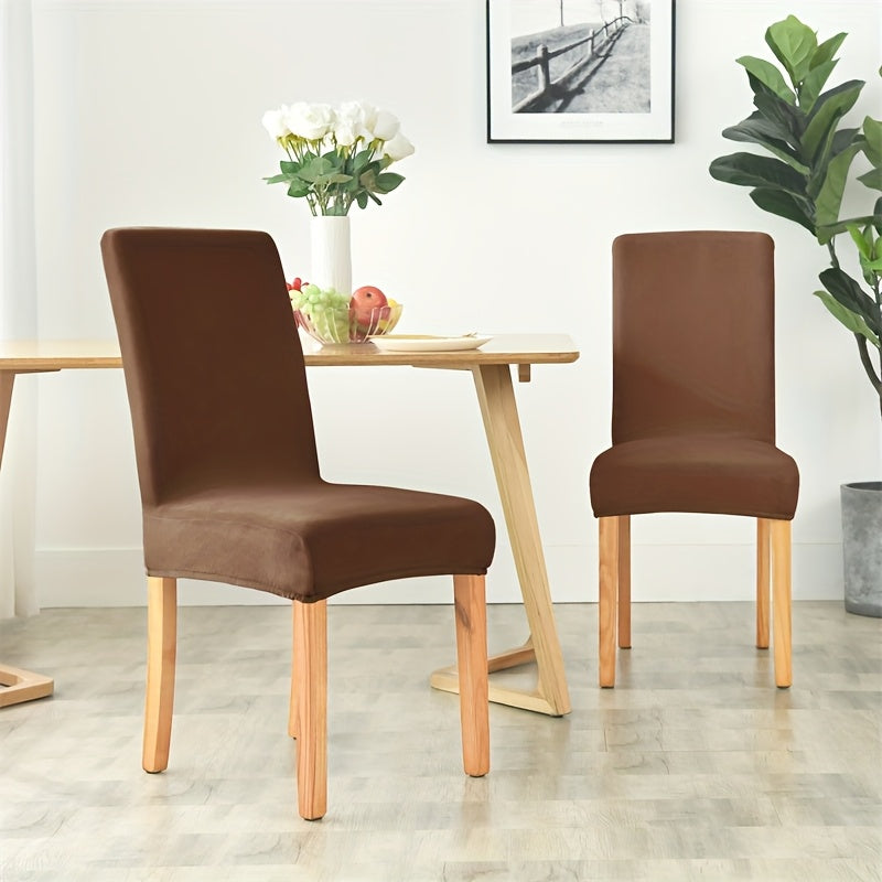 Housse de chaise en velours épais, lot de 2 ou 4, 5 coloris