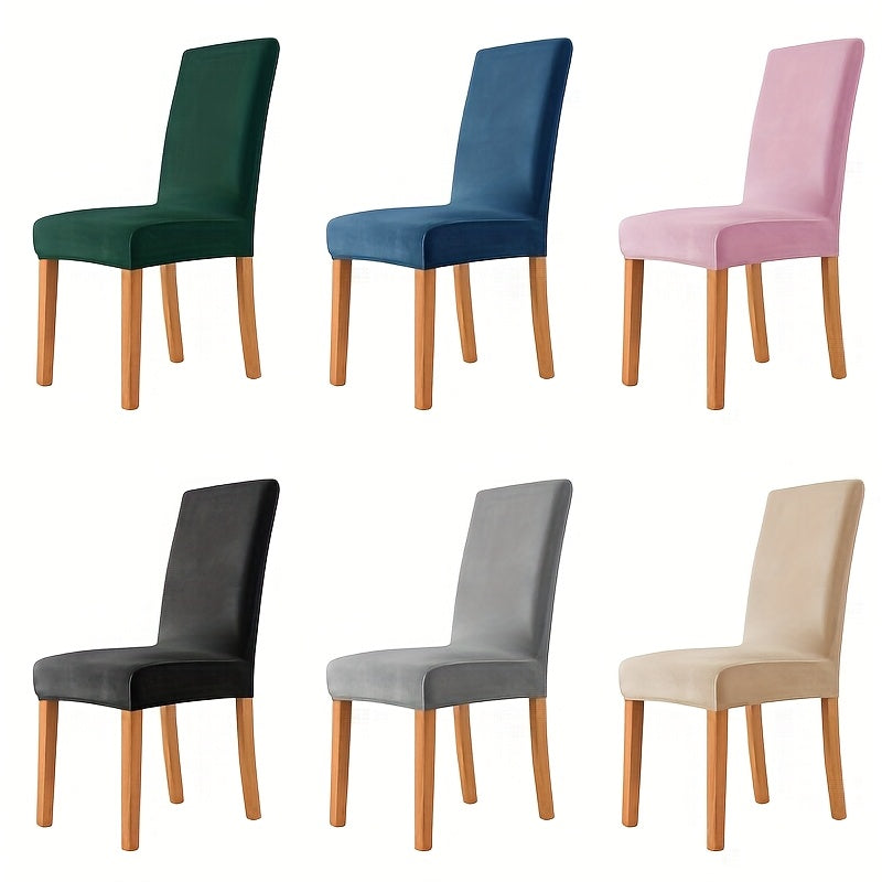 Housse de chaise en velours épais, lot de 2 ou 4, 5 coloris