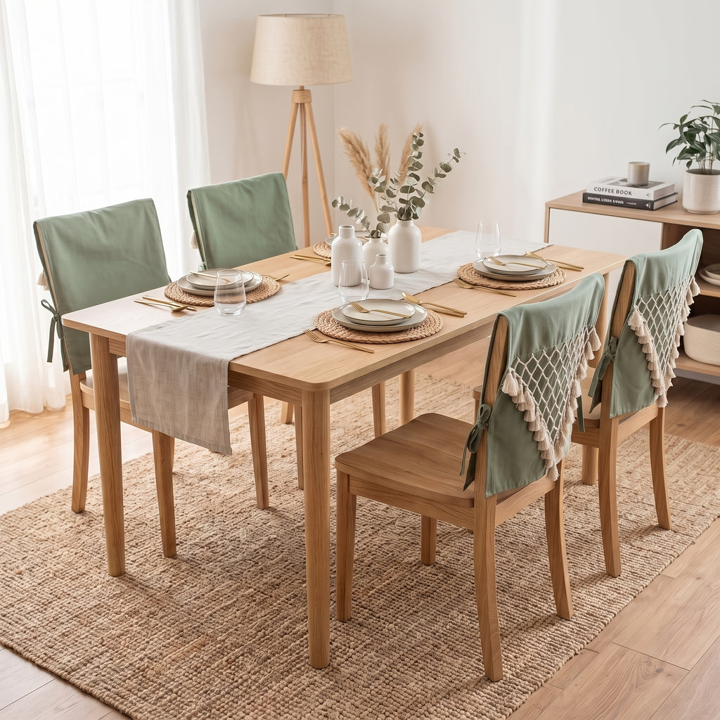 Housse de dossier de chaise bohème à franges en macramé