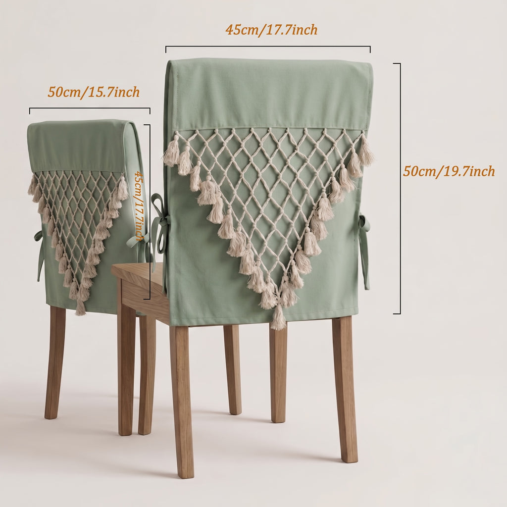 Housse de dossier de chaise bohème à franges en macramé