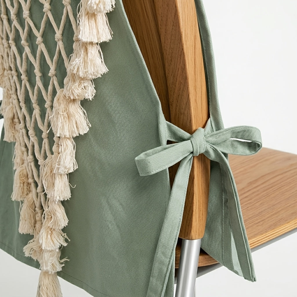 Housse de dossier de chaise bohème à franges en macramé
