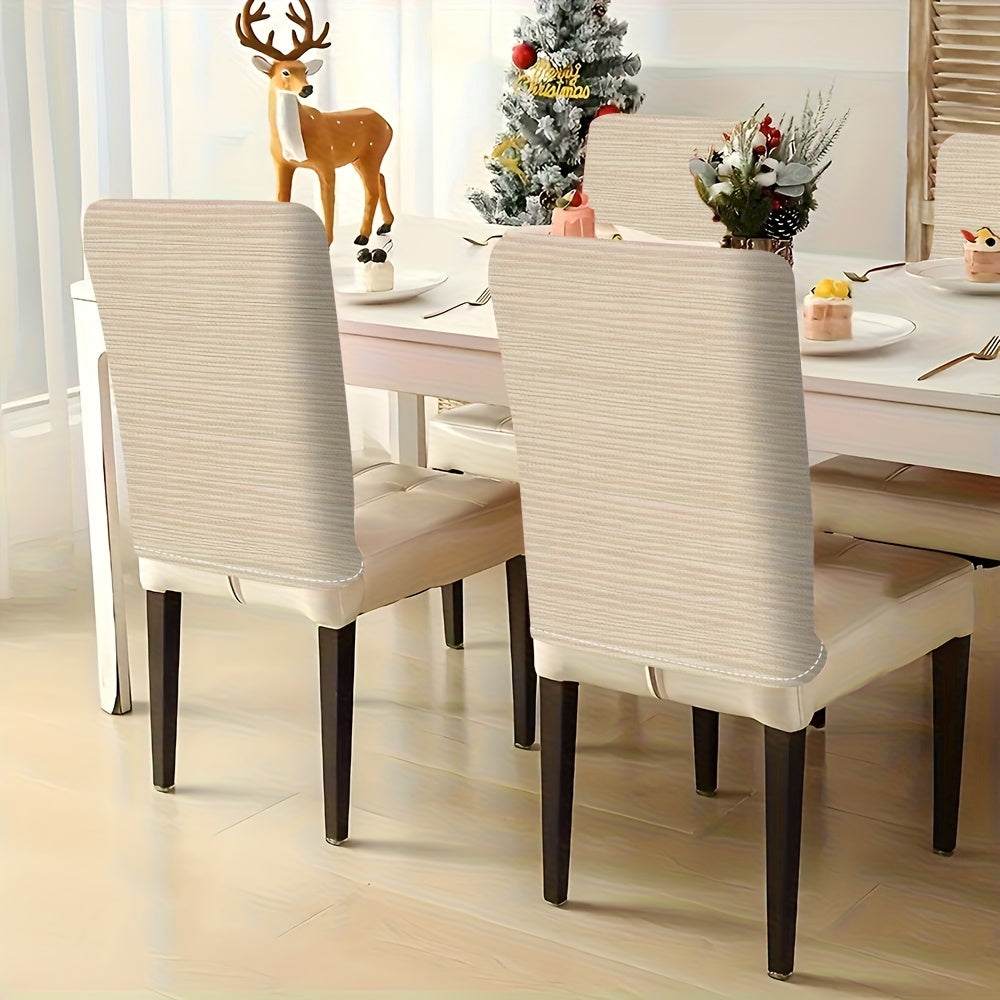 Housse de dossier de chaise en lin écru finement rayé, lot de 4 ou 6