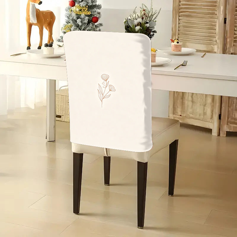 Housse de dossier de chaise en lin ivoire à fleur imprimée