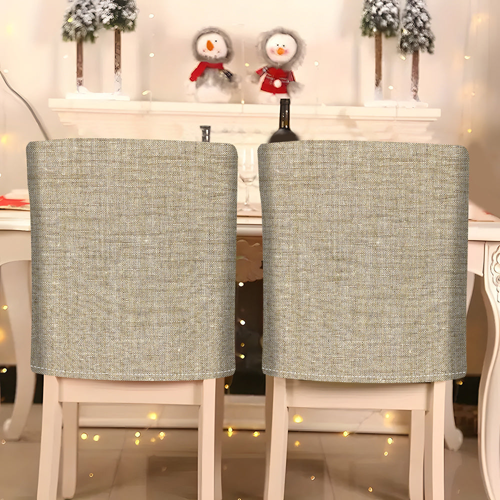 Housse de dossier de chaise en pur lin chiné, lot de 2 à 6