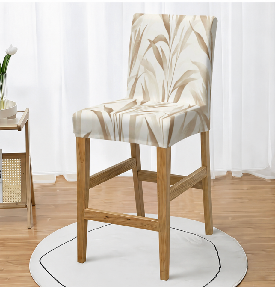 Housse de tabouret de bar extensible - Feuilles de roseau