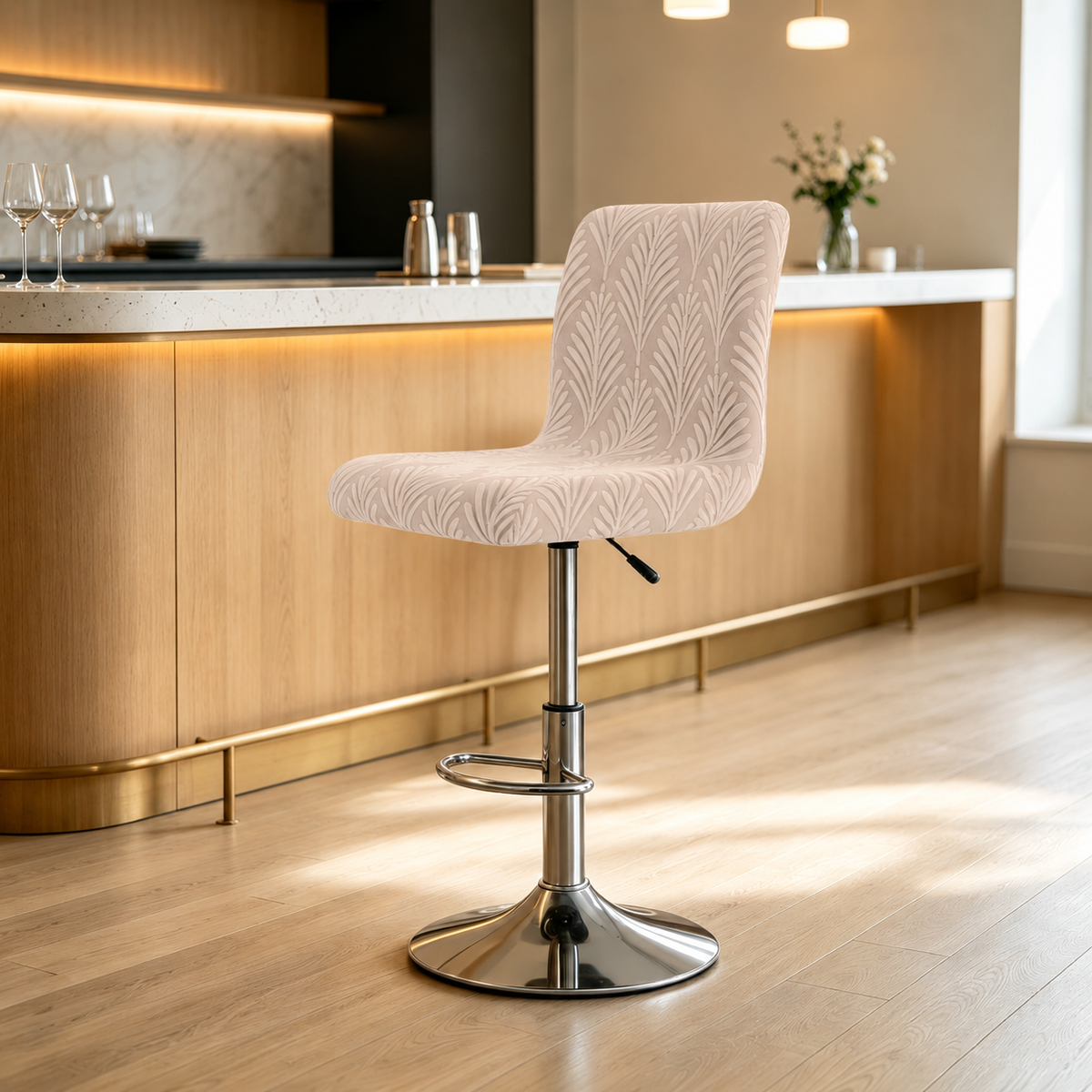 Housse de tabouret de bar extensible jacquard - Dossier bas