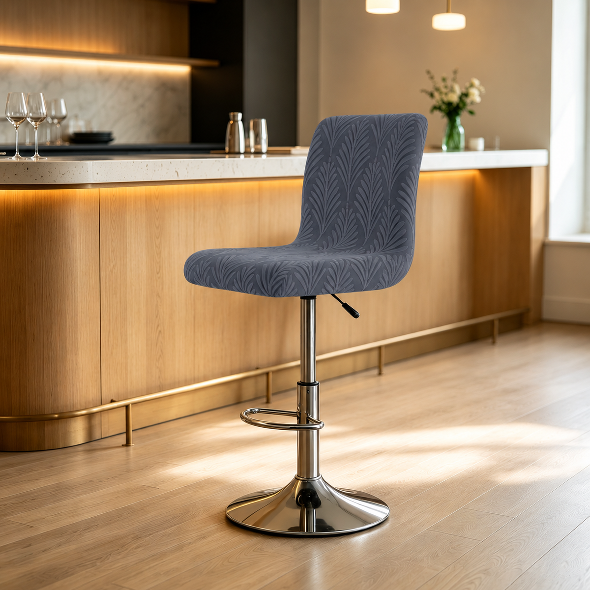 Housse de tabouret de bar extensible jacquard - Dossier bas