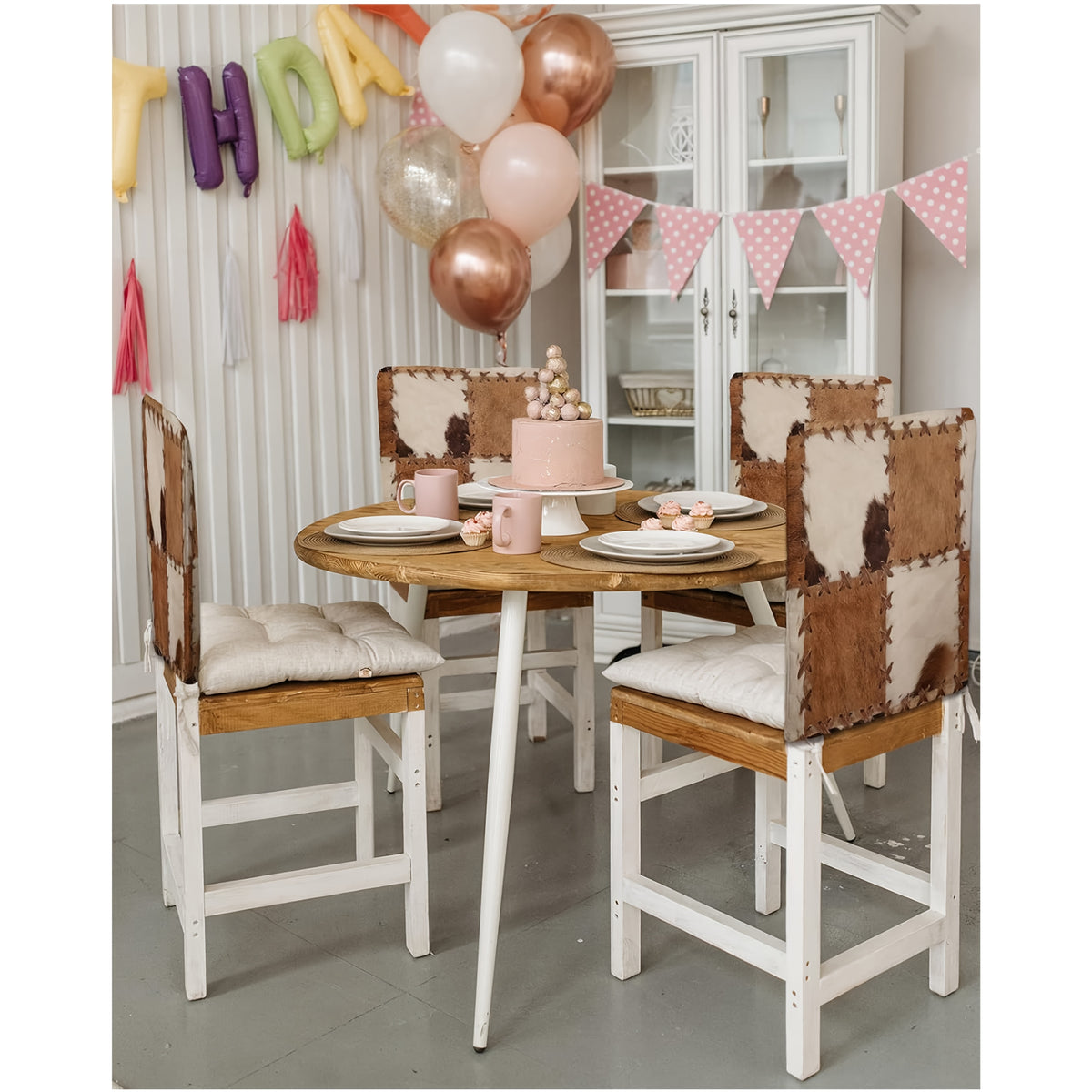 Housse de dossier de chaise en lin, patchwork animalier