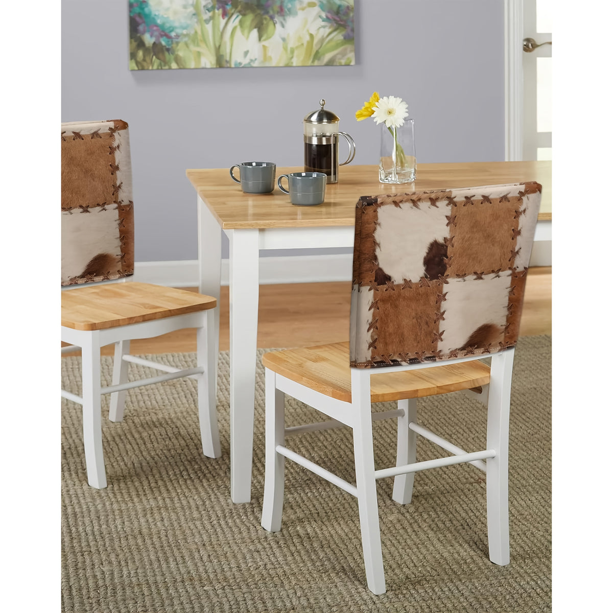 Housse de dossier de chaise en lin, patchwork animalier