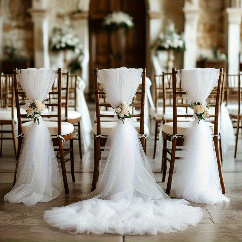 Housse de dossier de chaise en tulle blanc, lot de 6 voiles