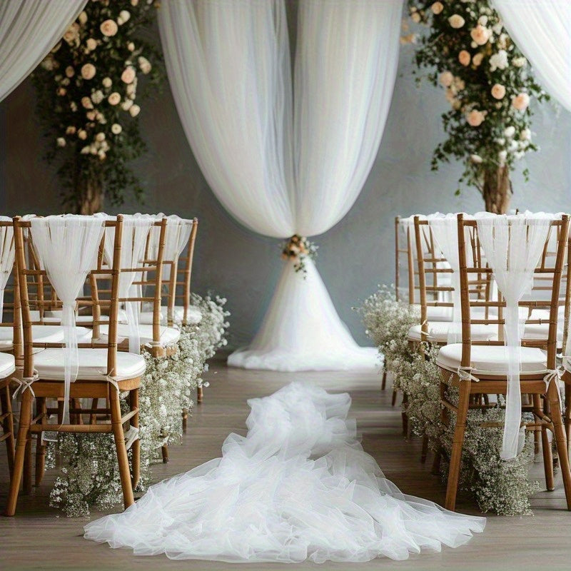 Housse de dossier de chaise en tulle blanc, lot de 6 voiles