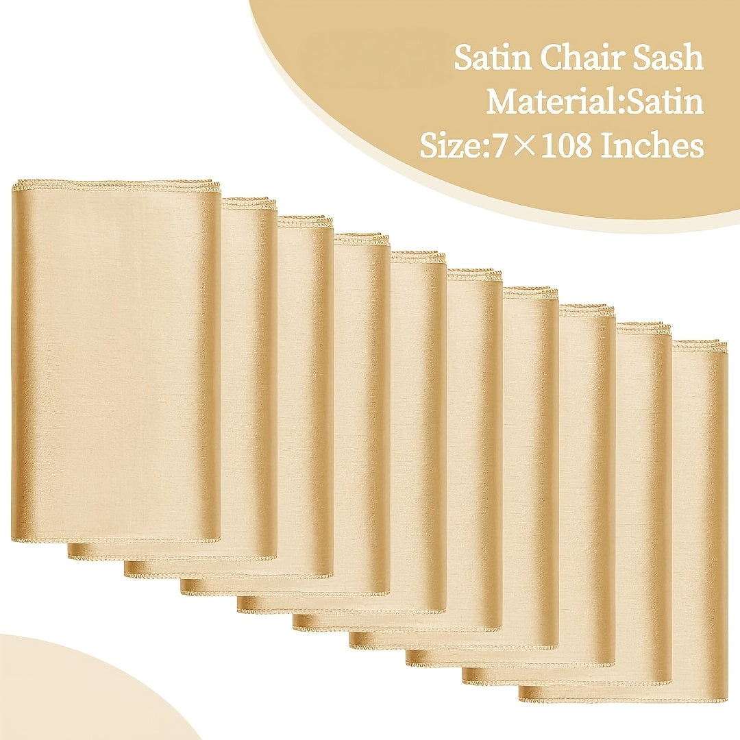 Nœud de dossier de chaise en satin champagne, lot de 40