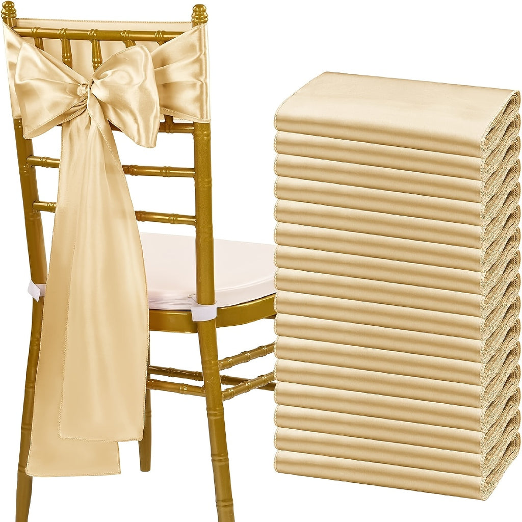 Nœud de dossier de chaise en satin champagne, lot de 40