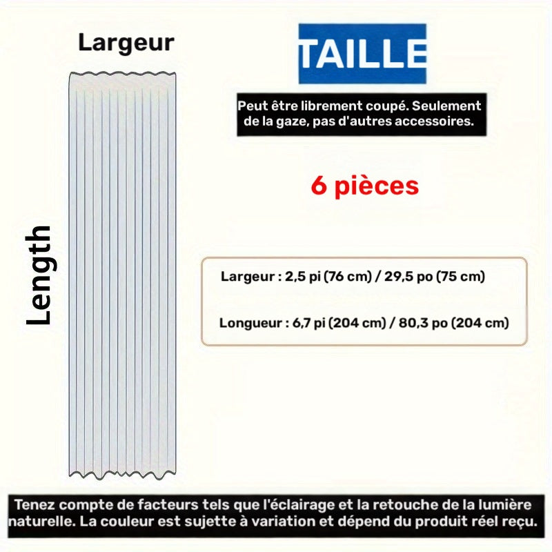 Voile de chaise en tulle bordeaux 75 cm, lot de 6 pièces
