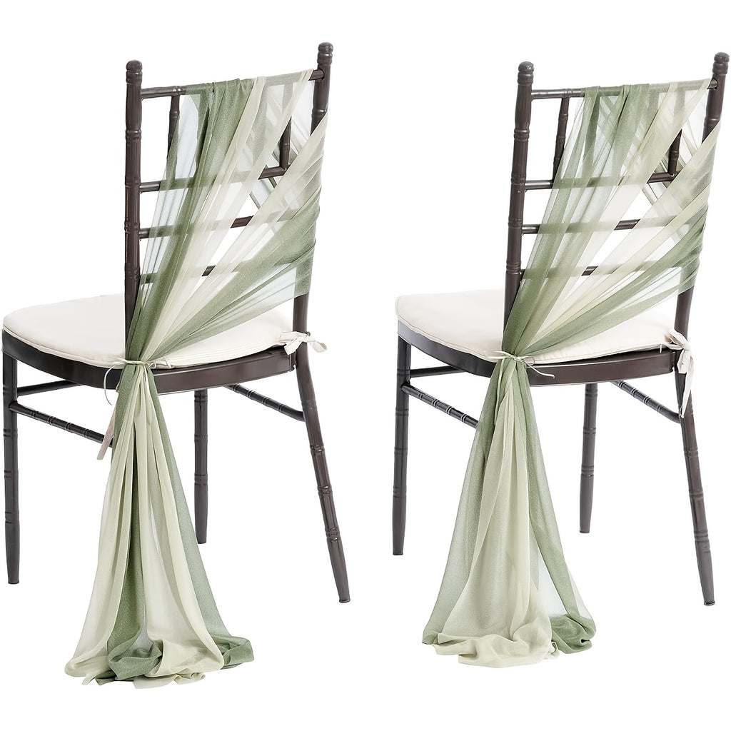 Voile de chaise en tulle vert sauge et crème, lot de 8 pièces